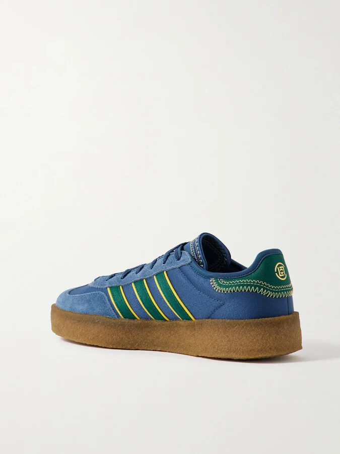 adidas Originals - + Clot Gazelle Suede-trimmed Scuba Sneakers - Blue - Image 3