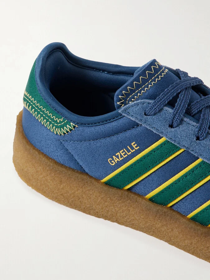 adidas Originals - + Clot Gazelle Suede-trimmed Scuba Sneakers - Blue - Image 4