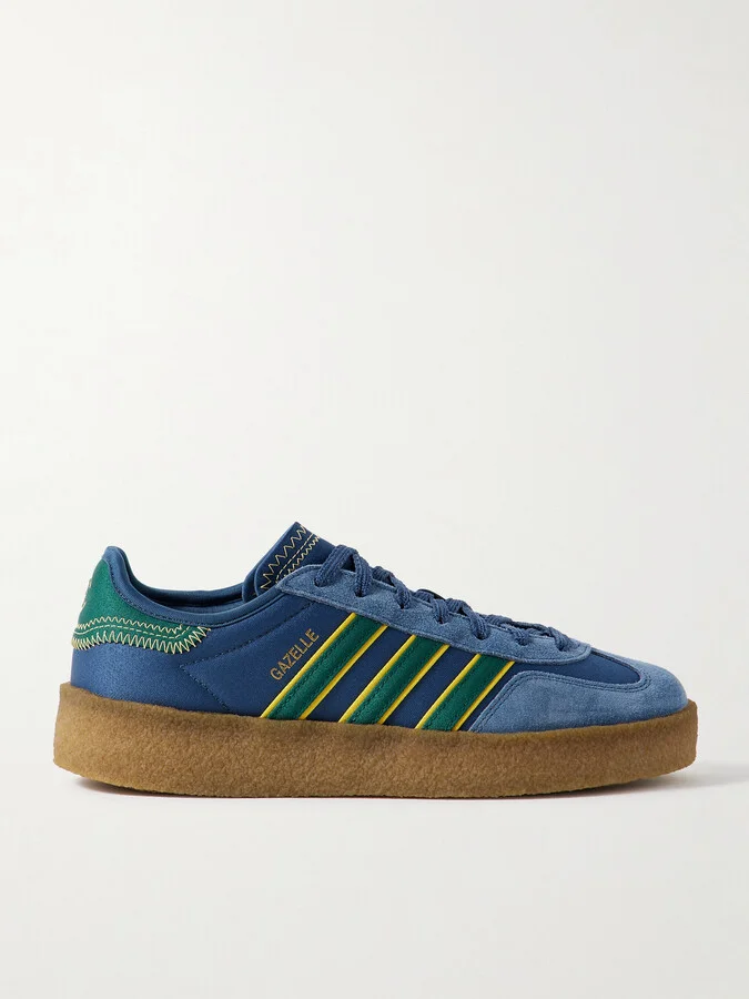 adidas Originals - + Clot Gazelle Suede-trimmed Scuba Sneakers - Blue