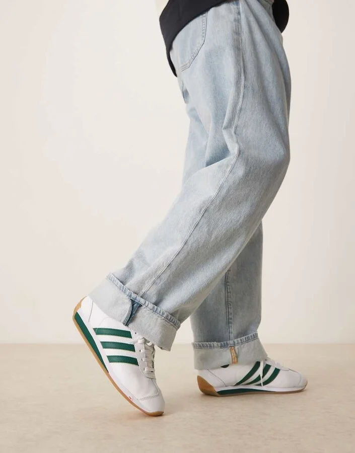 adidas Originals Country II sneakers in white and green