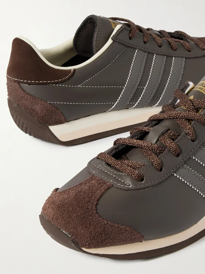 adidas Originals - Country Og Suede-trimmed Leather Sneakers - Gray - Image 4
