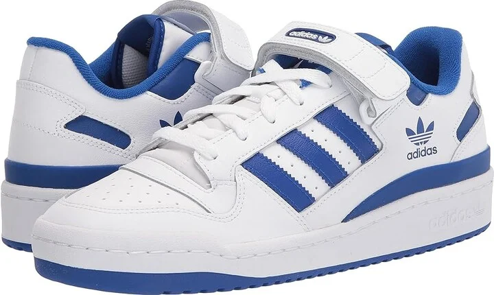 adidas Originals Forum Low Men's Basketball Shoes Footwear White/Footwear White/Team Royal Blue : 10.5 D - Medium, Synthetic/Leather