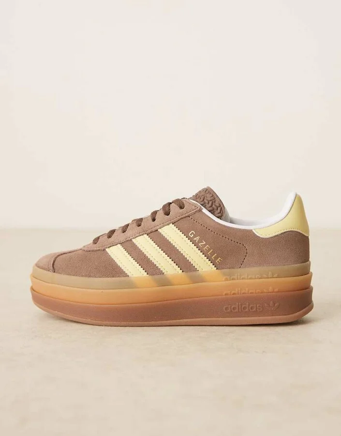 adidas Originals Gazelle Bold sneakers in brown and yellow - Image 2