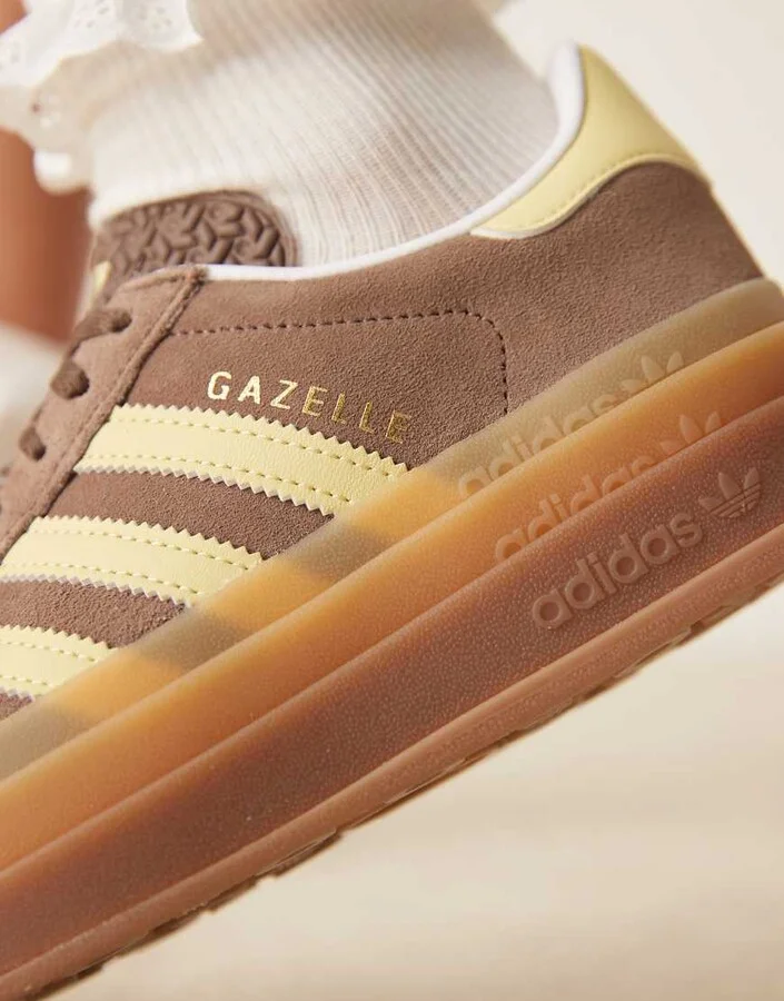 adidas Originals Gazelle Bold sneakers in brown and yellow - Image 4