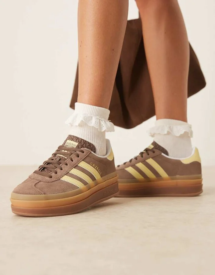 adidas Originals Gazelle Bold sneakers in brown and yellow