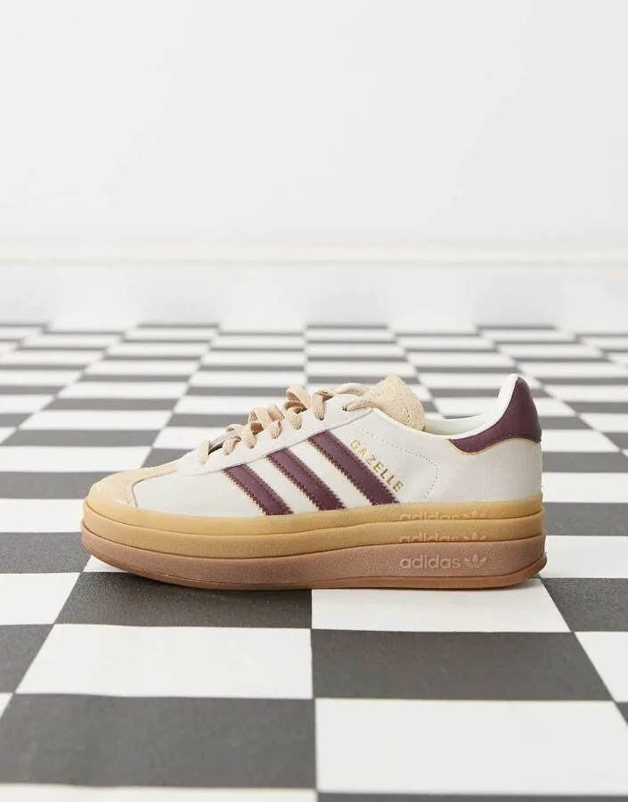 adidas Originals Gazelle Bold sneakers in cream and burgundy - Image 2
