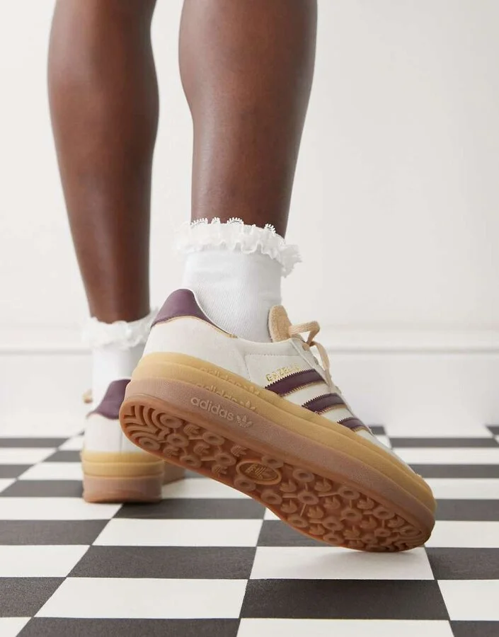 adidas Originals Gazelle Bold sneakers in cream and burgundy - Image 3