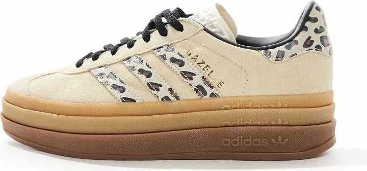 adidas Originals Gazelle Bold sneakers in cream and leopard stripes - Image 2