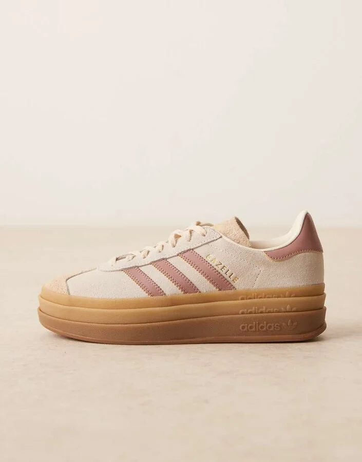 adidas Originals Gazelle Bold sneakers in cream and pink - Image 2