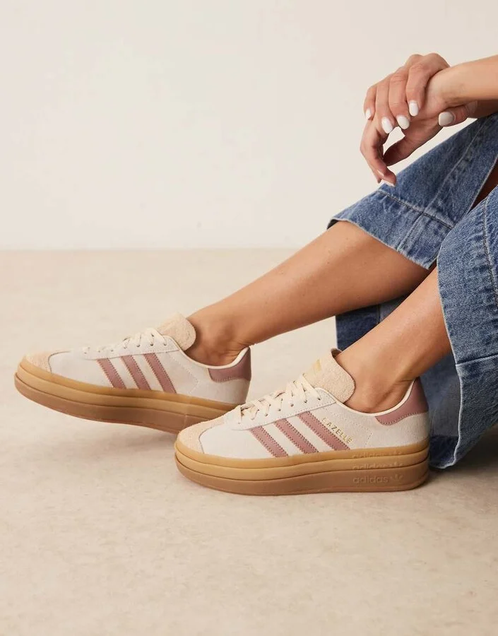 adidas Originals Gazelle Bold sneakers in cream and pink