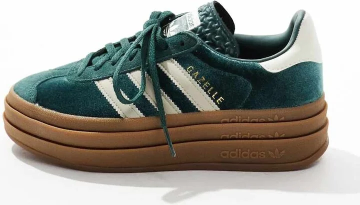 adidas Originals Gazelle Bold sneakers in green and gray - Image 2