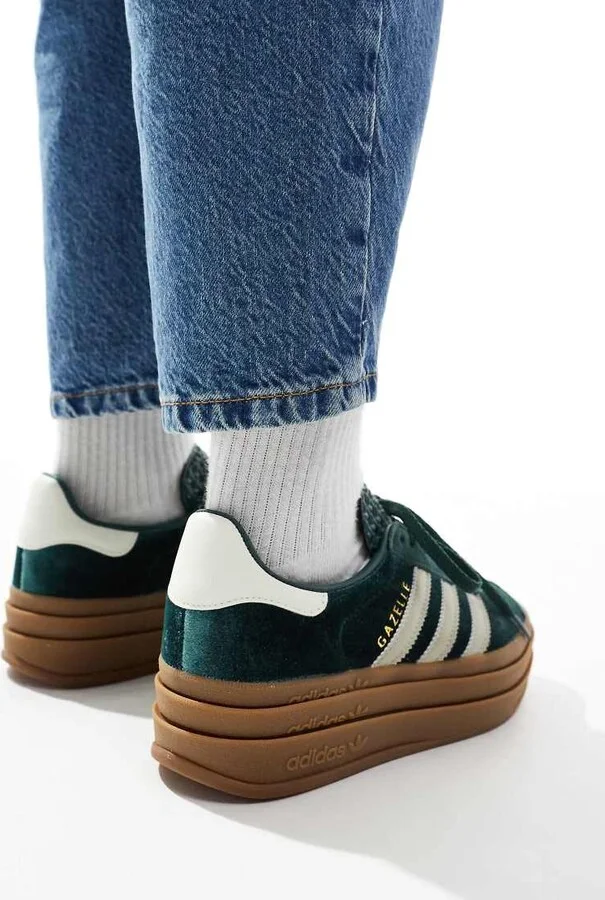 adidas Originals Gazelle Bold sneakers in green and gray - Image 3