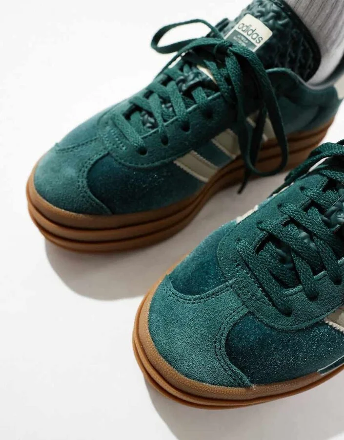 adidas Originals Gazelle Bold sneakers in green and gray - Image 4