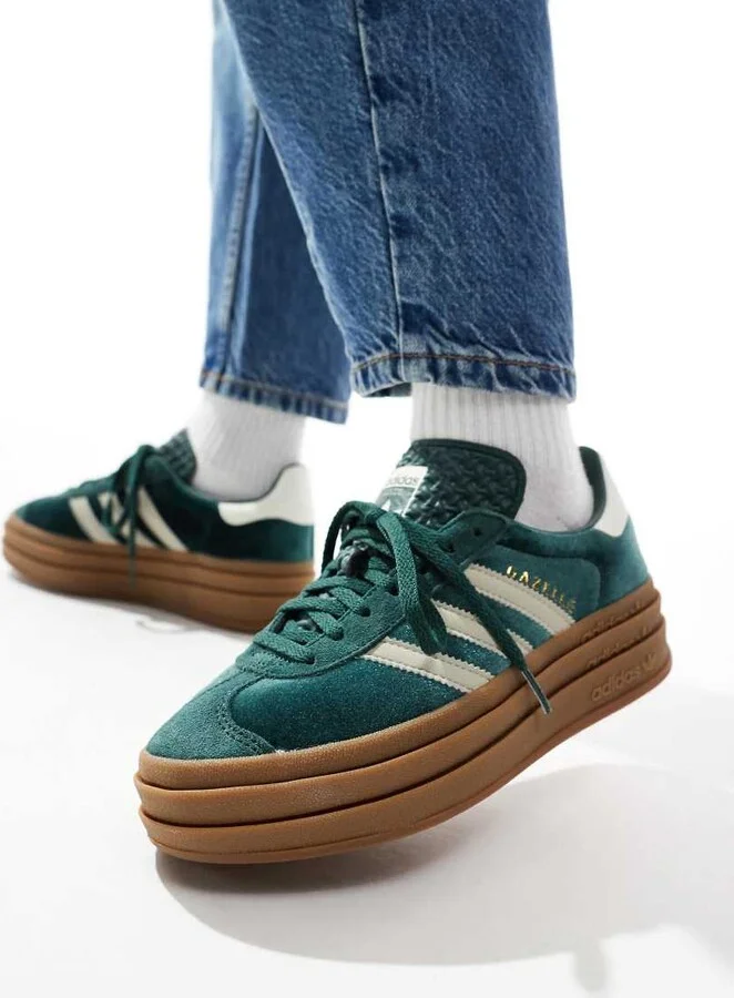 adidas Originals Gazelle Bold sneakers in green and gray