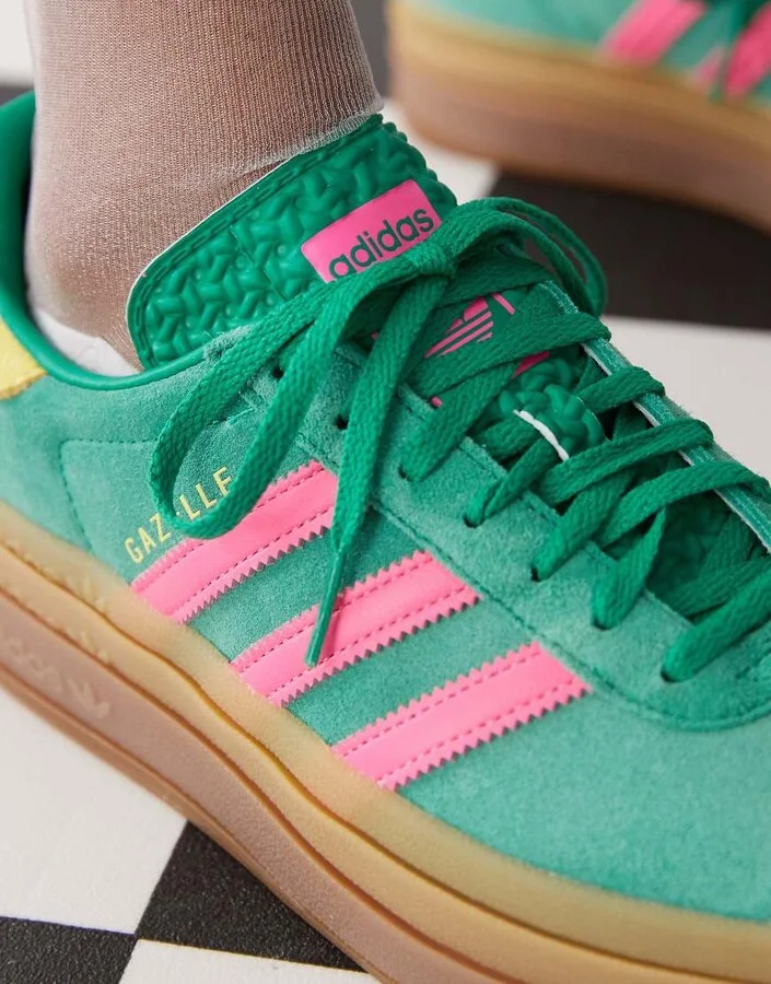adidas Originals Gazelle Bold sneakers in green and pink - Image 3