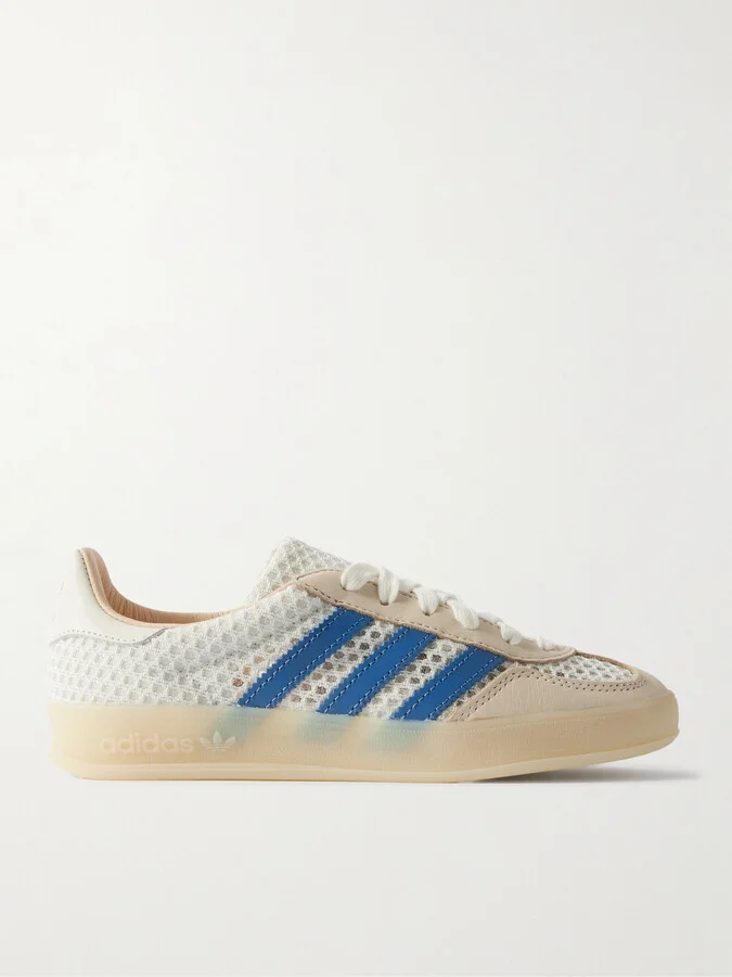 adidas Originals - Gazelle Indoor Leather-trimmed Mesh Sneakers - Off-white