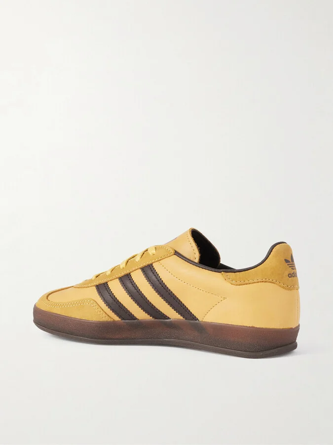 adidas Originals - Gazelle Indoor Leather-trimmed Nubuck Sneakers - Yellow - Image 3