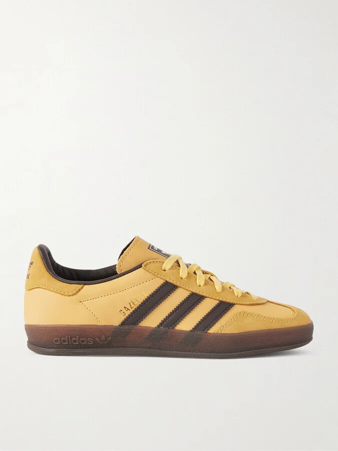 adidas Originals - Gazelle Indoor Leather-trimmed Nubuck Sneakers - Yellow