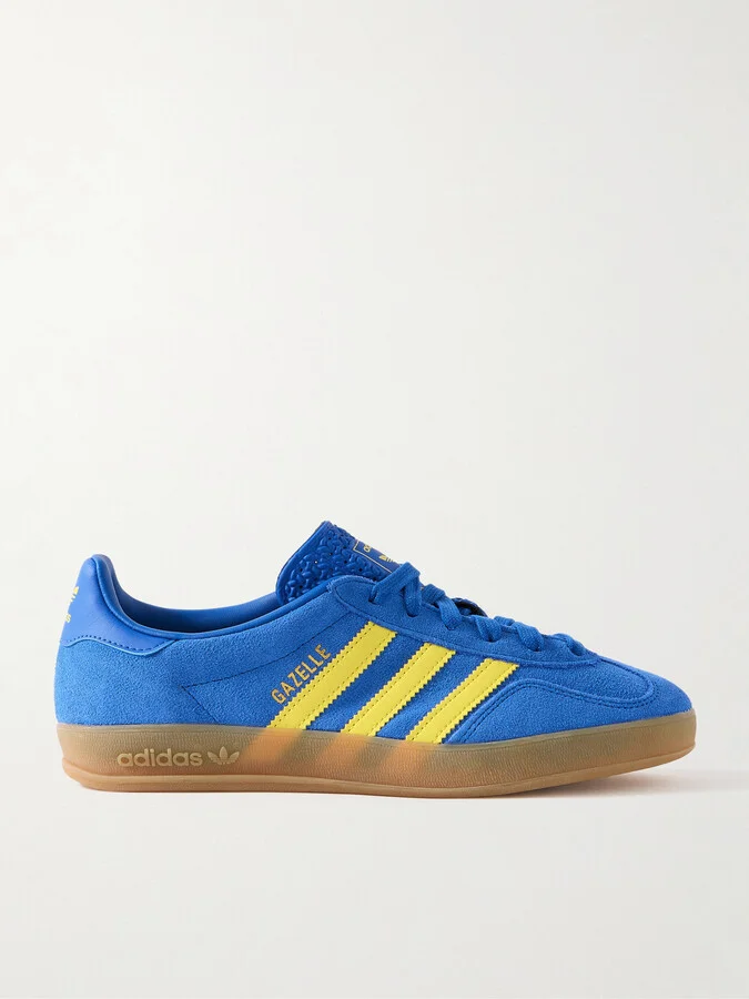 adidas Originals - Gazelle Indoor Leather-trimmed Suede Sneakers - Blue