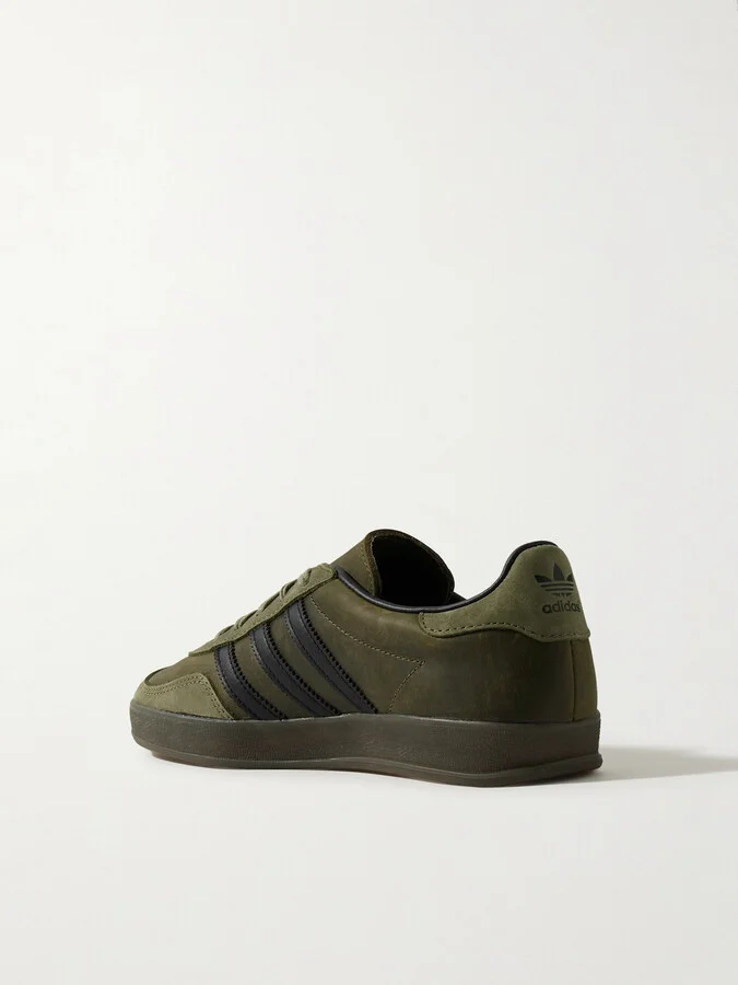 adidas Originals - Gazelle Indoor Leather-trimmed Suede Sneakers - Green - Image 3