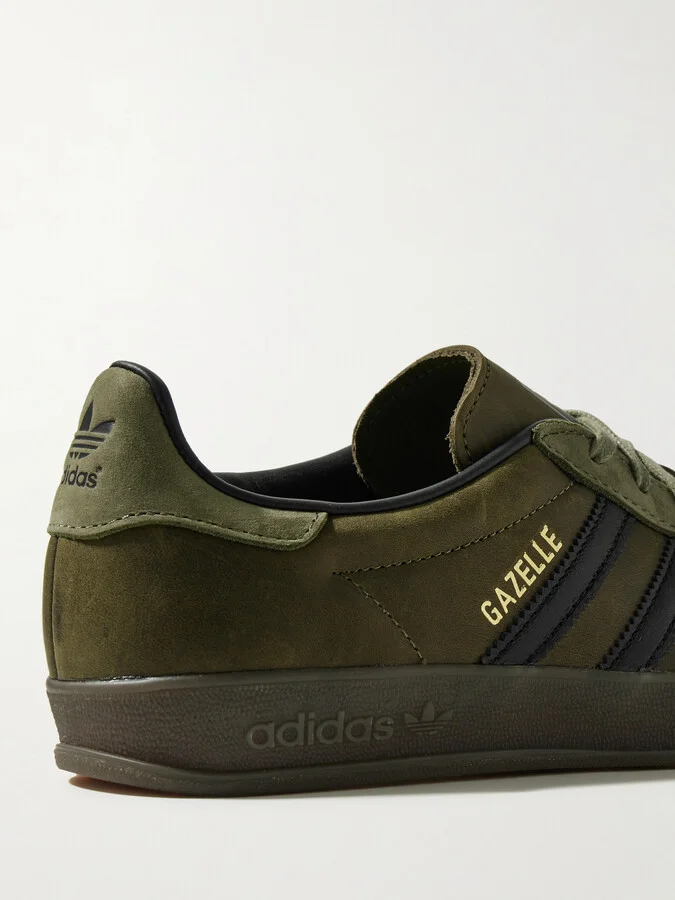 adidas Originals - Gazelle Indoor Leather-trimmed Suede Sneakers - Green - Image 4