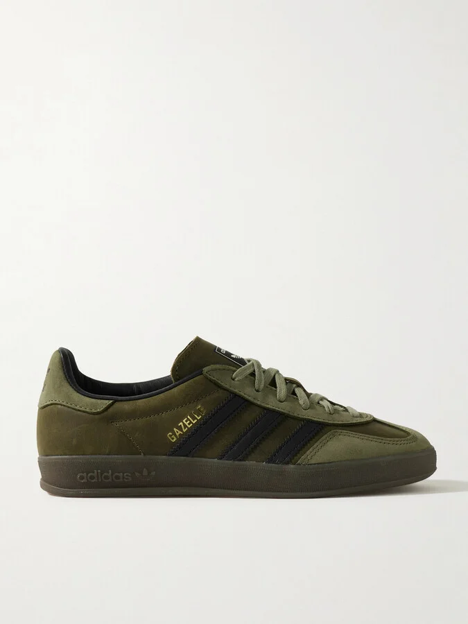 adidas Originals - Gazelle Indoor Leather-trimmed Suede Sneakers - Green