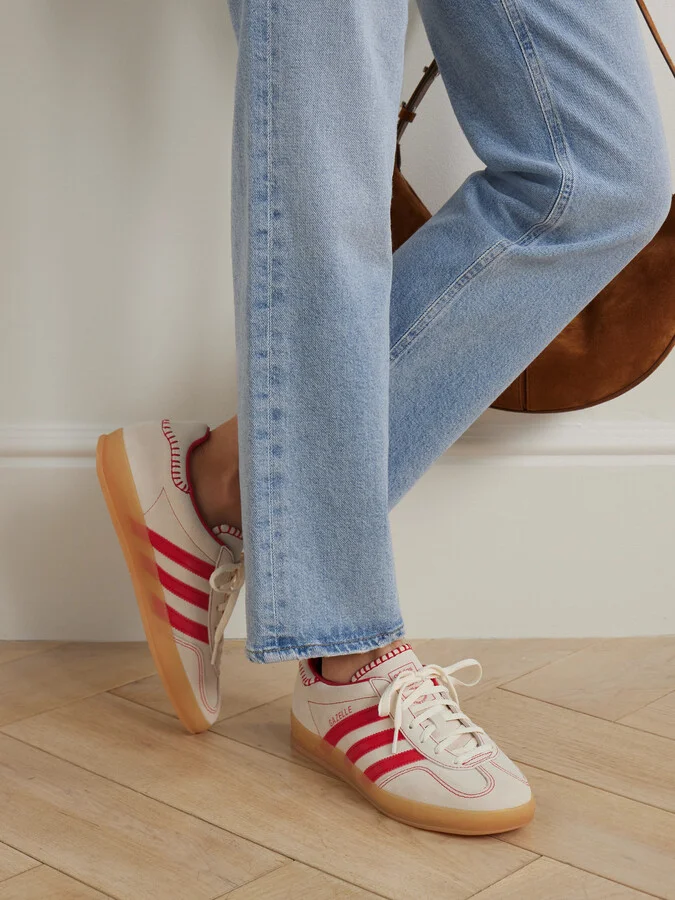 adidas Originals - Gazelle Indoor Leather-trimmed Suede Sneakers - Neutrals - Image 2
