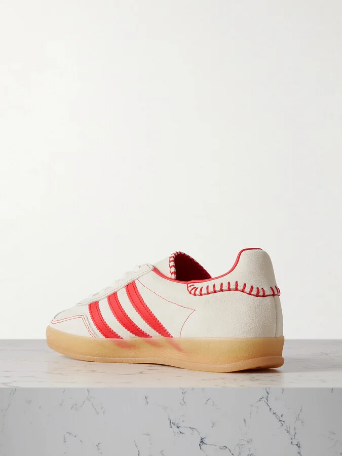 adidas Originals - Gazelle Indoor Leather-trimmed Suede Sneakers - Neutrals - Image 3