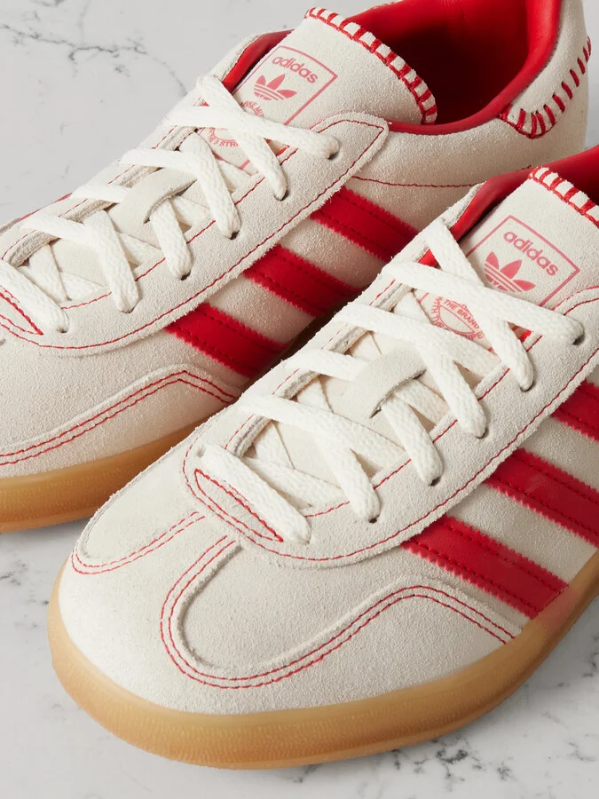 adidas Originals - Gazelle Indoor Leather-trimmed Suede Sneakers - Neutrals - Image 4