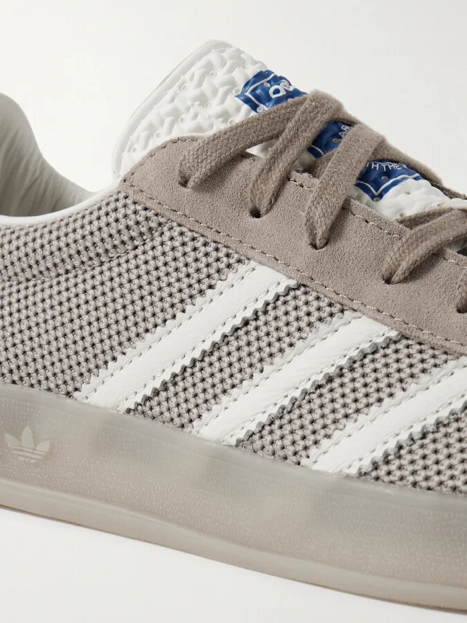 adidas Originals - Gazelle Indoor Pro Suede And Leather-trimmed Mesh Sneakers - Neutrals - Image 4