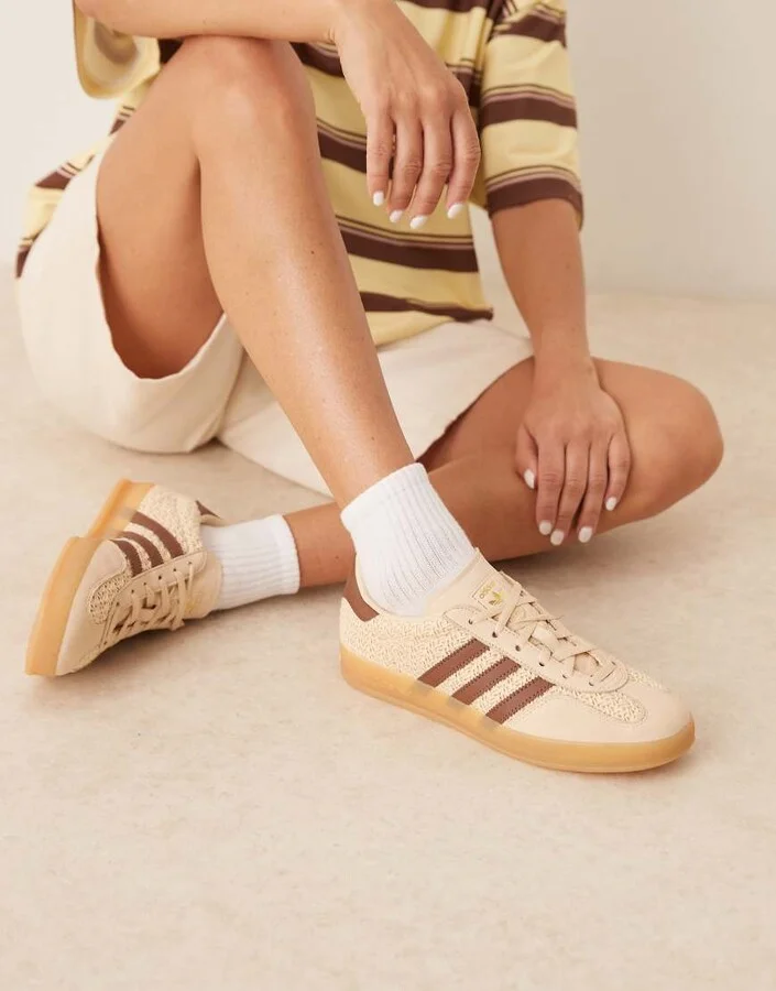 adidas Originals Gazelle Indoor sneakers in beige and brown