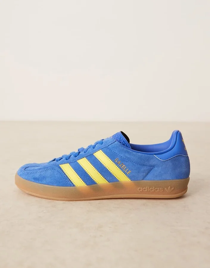 adidas Originals Gazelle Indoor sneakers in blue and yellow - Image 2