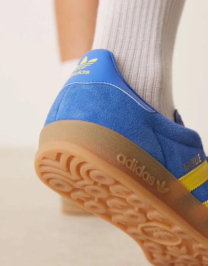 adidas Originals Gazelle Indoor sneakers in blue and yellow - Image 3