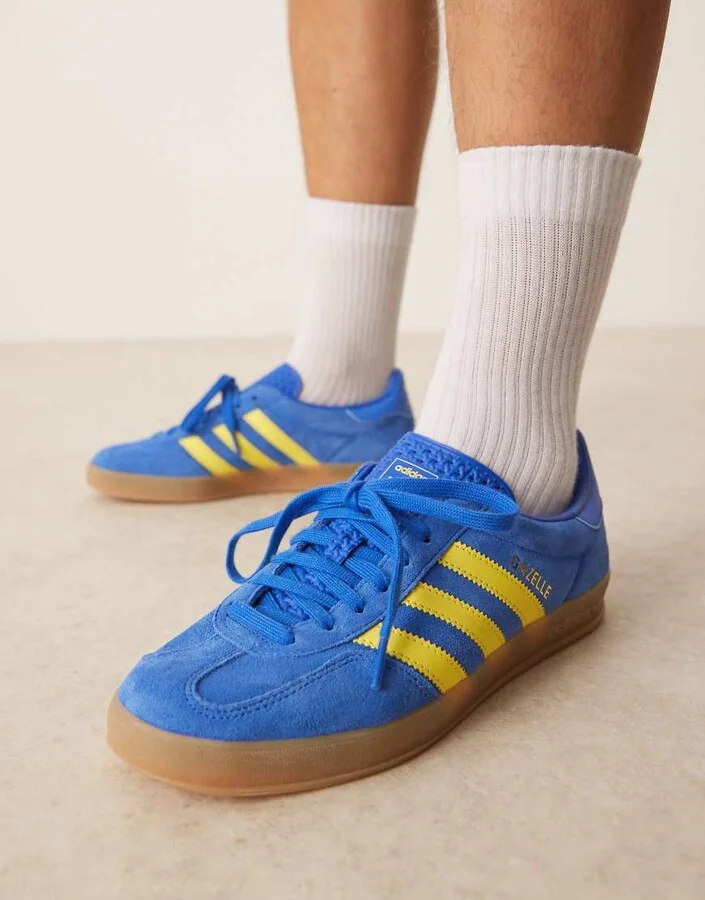 adidas Originals Gazelle Indoor sneakers in blue and yellow