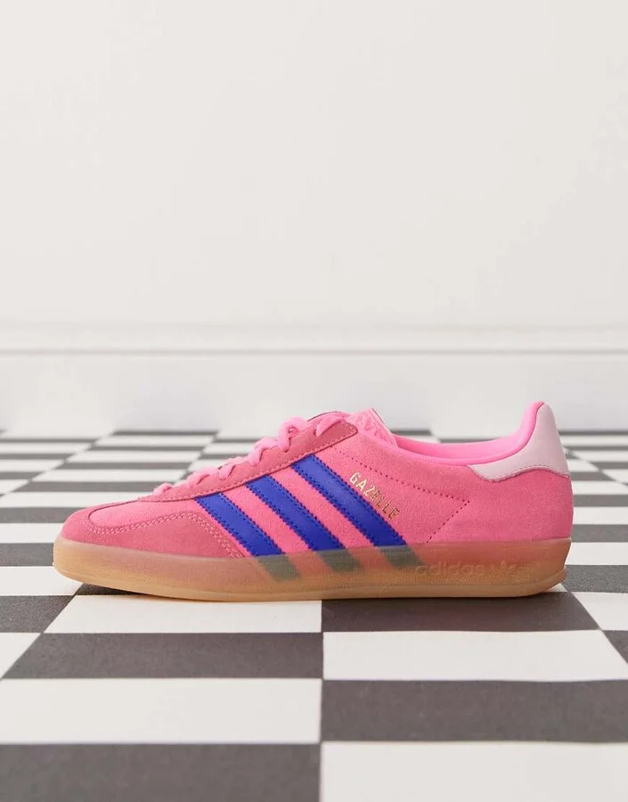 adidas Originals Gazelle Indoor sneakers in bright pink and blue - Image 2