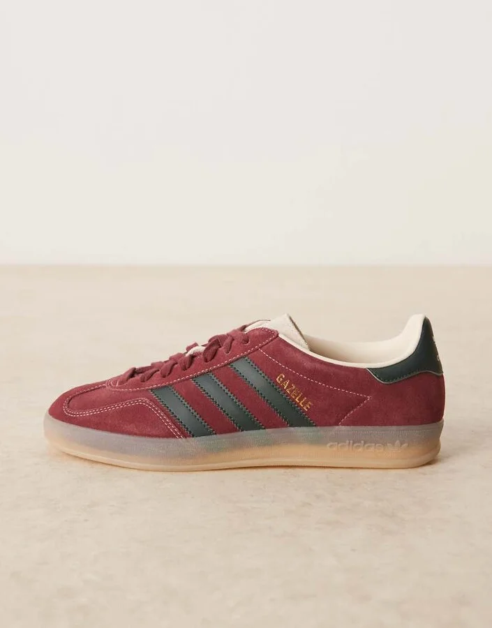 adidas Originals Gazelle indoor sneakers in burgundy and green - Image 2