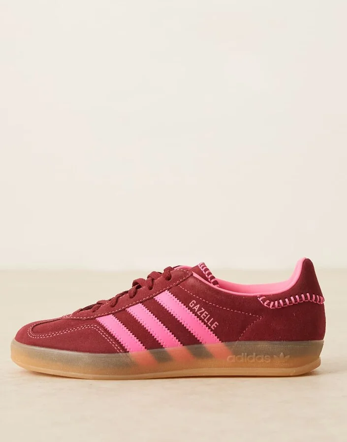 adidas Originals Gazelle Indoor sneakers in burgundy and pink - Image 2