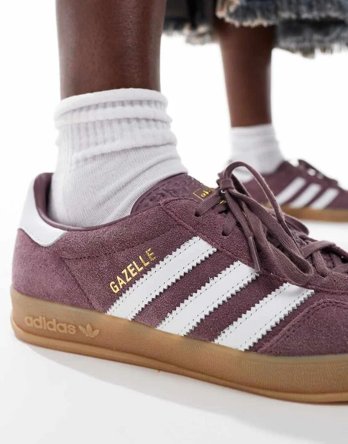 adidas Originals Gazelle Indoor sneakers in dark purple and white - Image 3
