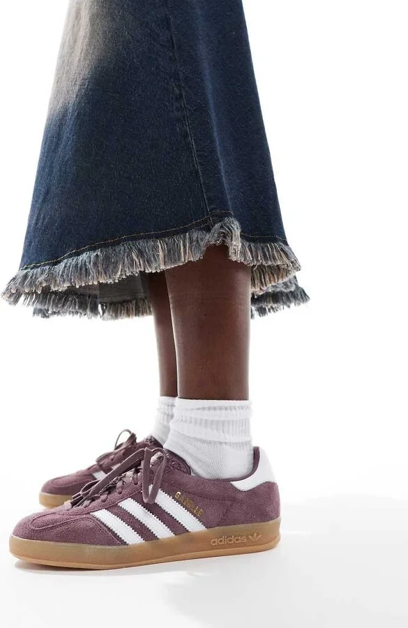 adidas Originals Gazelle Indoor sneakers in dark purple and white