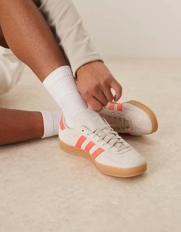 adidas Originals Gazelle Indoor sneakers in gray and red