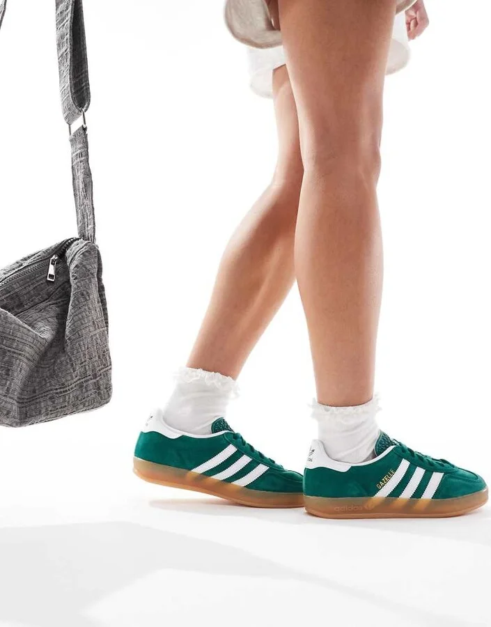 adidas Originals Gazelle Indoor sneakers in green and white - Image 4