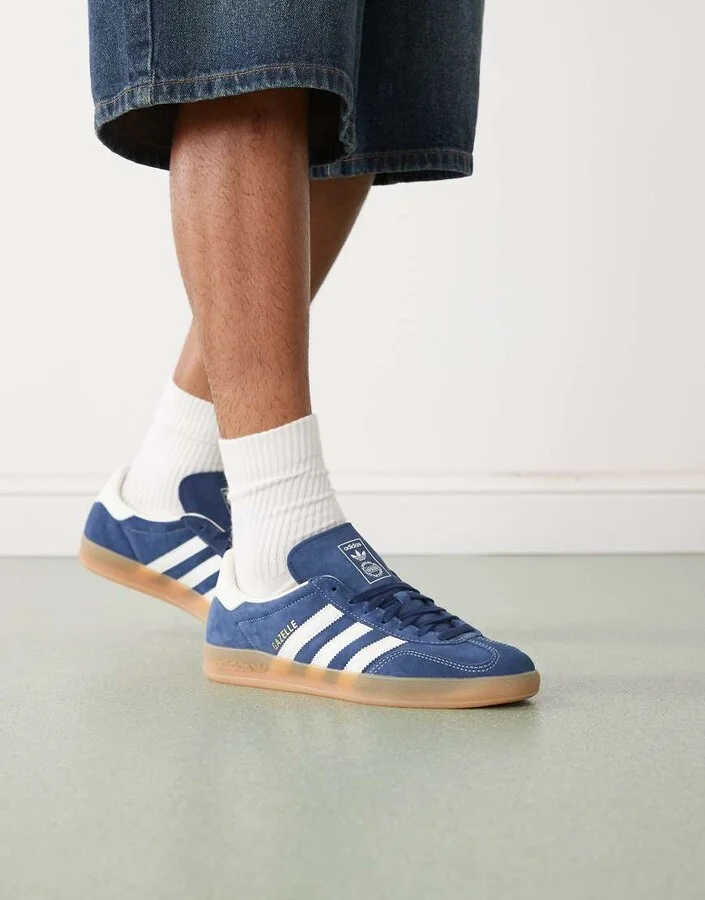 adidas Originals Gazelle Indoor sneakers in navy and white