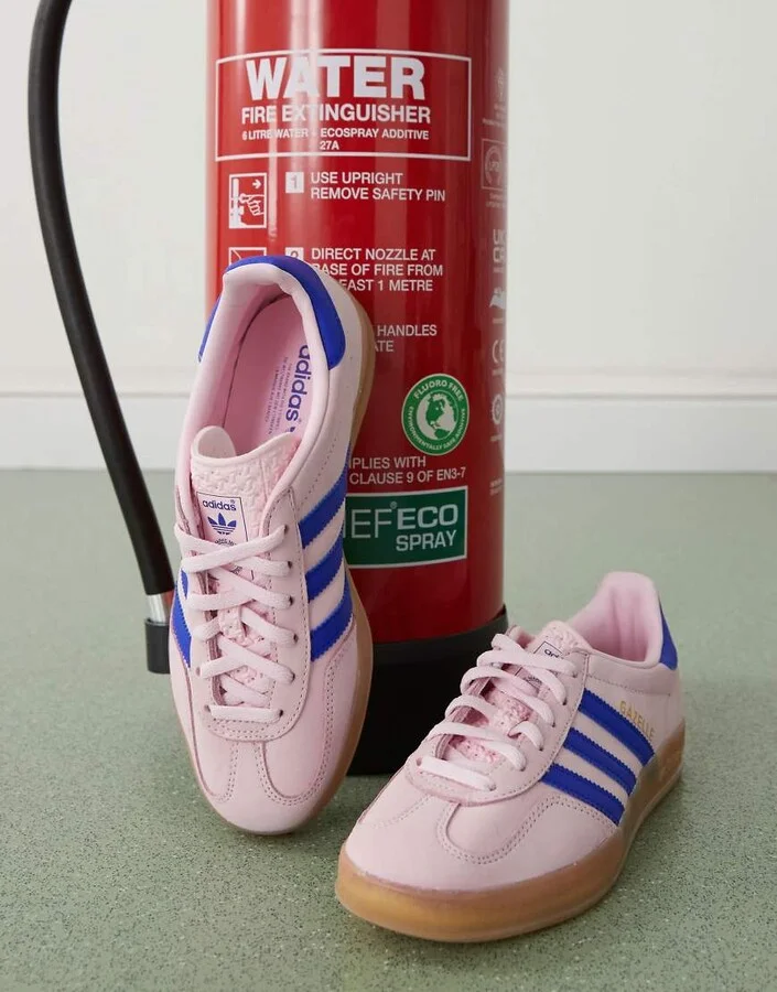 adidas Originals Gazelle Indoor sneakers in pink and blue - Image 3