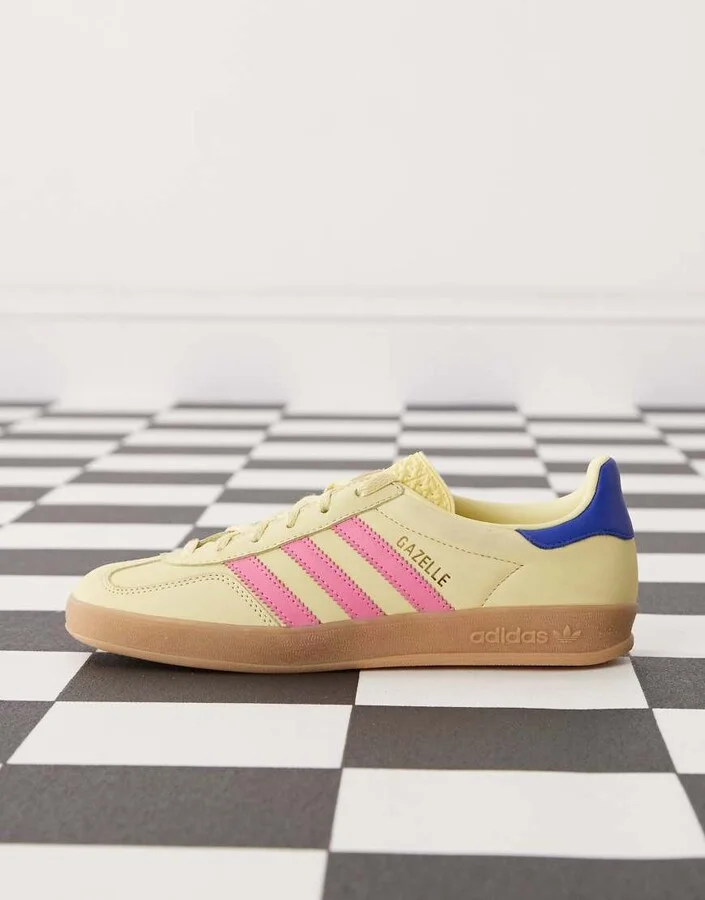 adidas Originals Gazelle Indoor sneakers in yellow and pink - Image 2