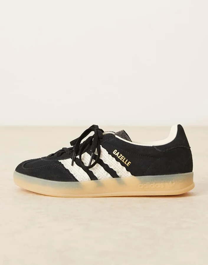 adidas Originals Gazelle Indoor sneakers with ruffle detail in black - Image 2