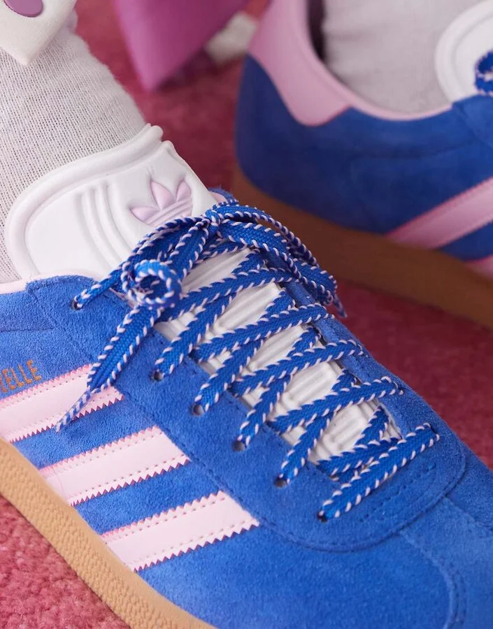adidas Originals Gazelle sneakers in blue and pink - Image 3