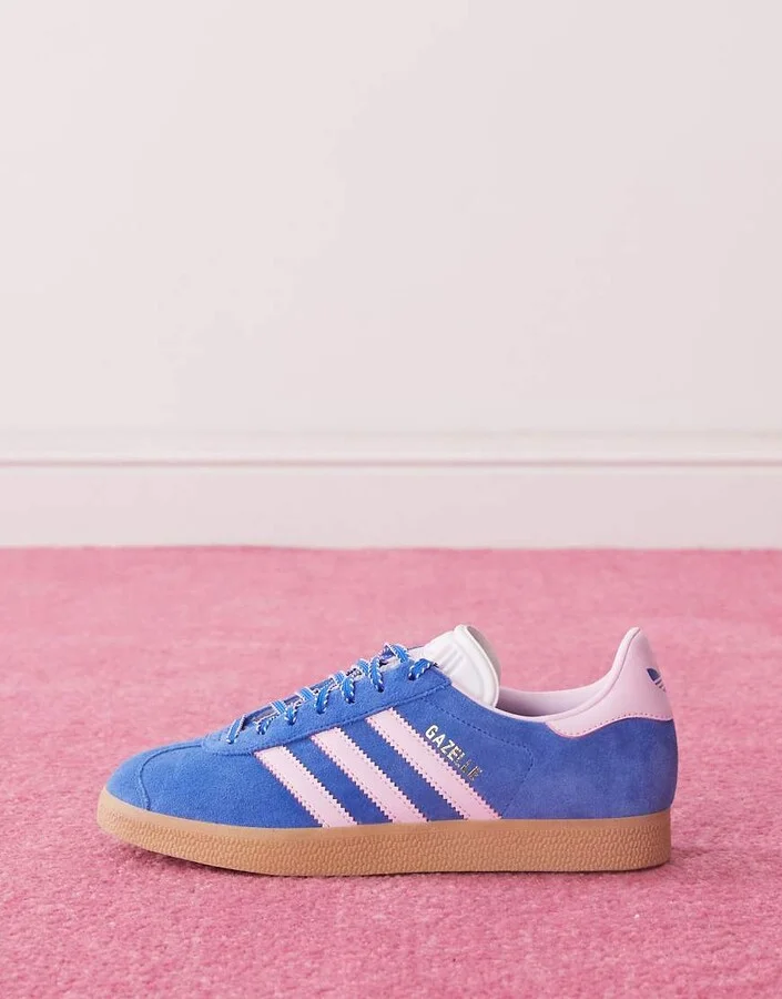 adidas Originals Gazelle sneakers in blue and pink - Image 4