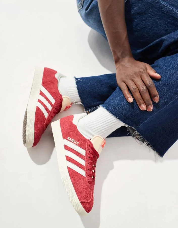 adidas Originals Gazelle sneakers in burgundy and white