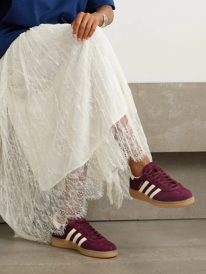 adidas Originals - Handball Spezial Leather-trimmed Suede Sneakers - Burgundy - Image 2