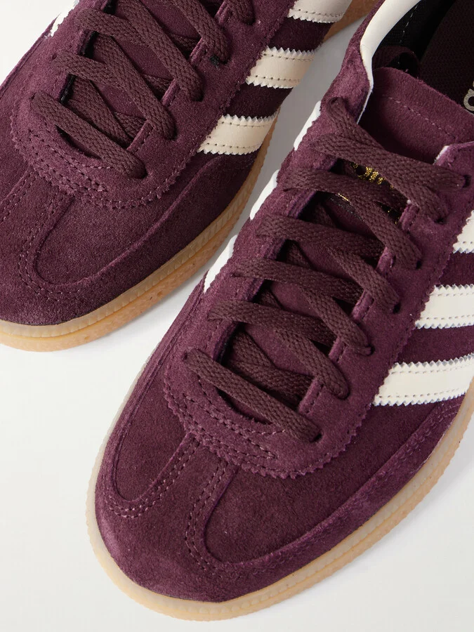 adidas Originals - Handball Spezial Leather-trimmed Suede Sneakers - Burgundy - Image 4